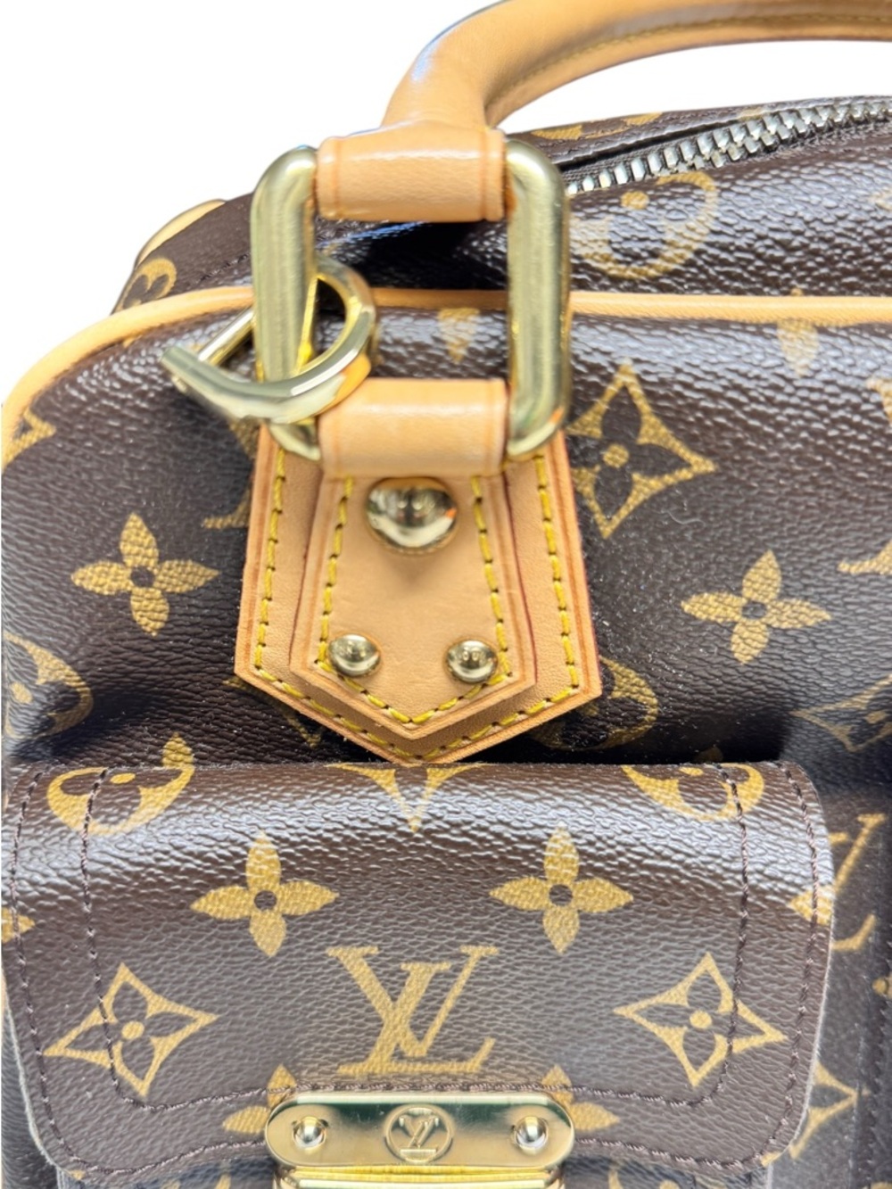 Louis Vuitton Manhattan Top Handle Bag PM Brown Canvas - Picture 5 of 16